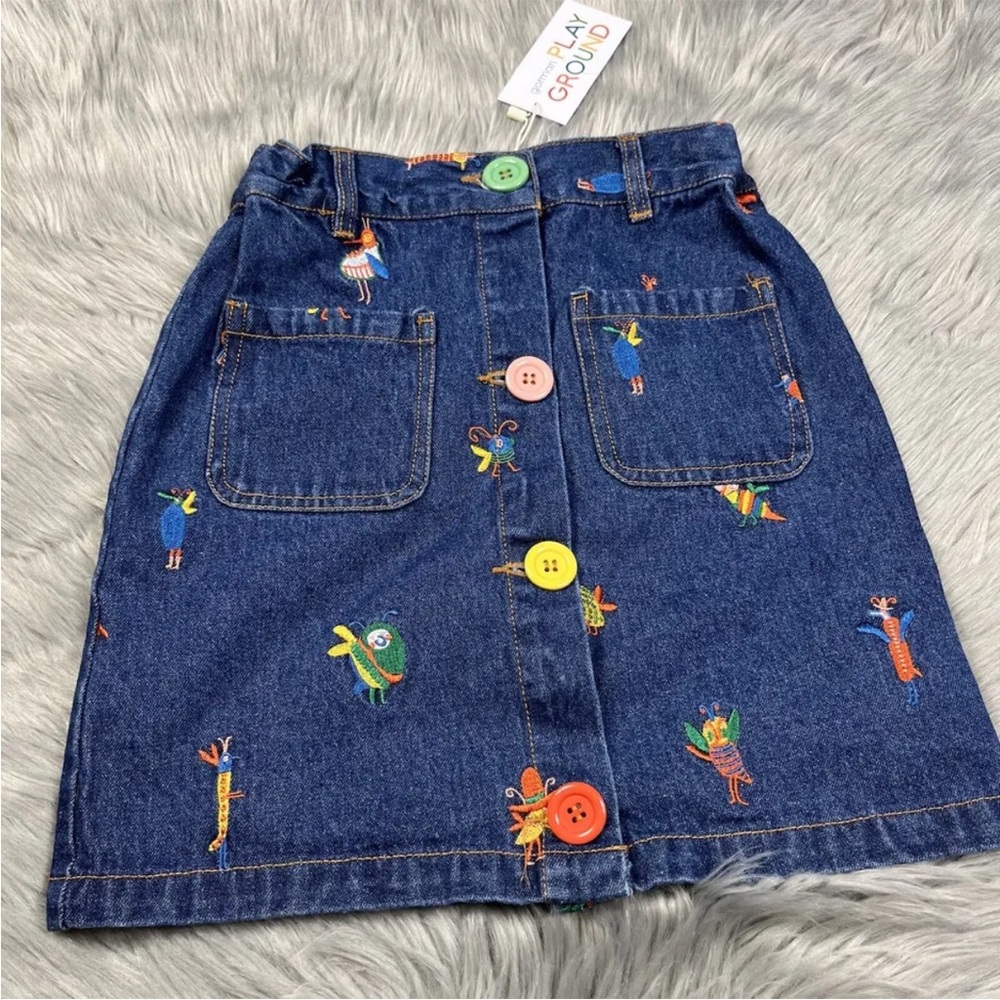Gorman Playground Bug Embroidered Denim Skirt